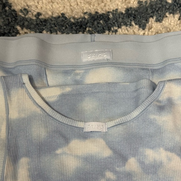 SKIMS Cotton Ribbed Tank and Boxer Shorts Set Blue Quartz Cloud NWOT Size Small - Picture 5 of 8